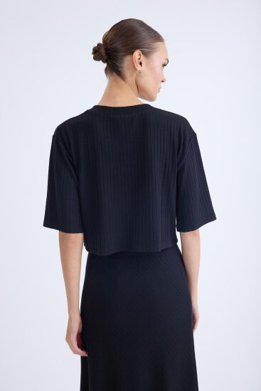 V Yaka Kısa Kol Bluz - 21