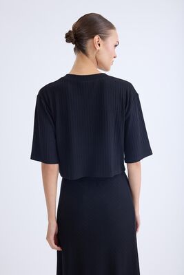 V Yaka Kısa Kol Bluz - Thumbnail (20)