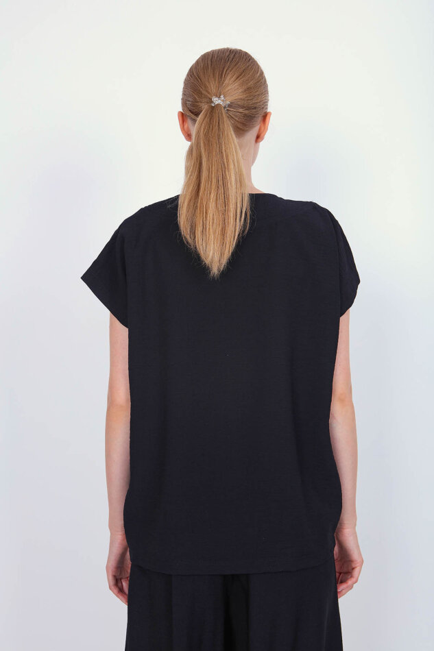 V Yaka Kısa Kol Bluz - 10