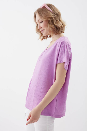 V Yaka Kısa Kol Bluz - 52