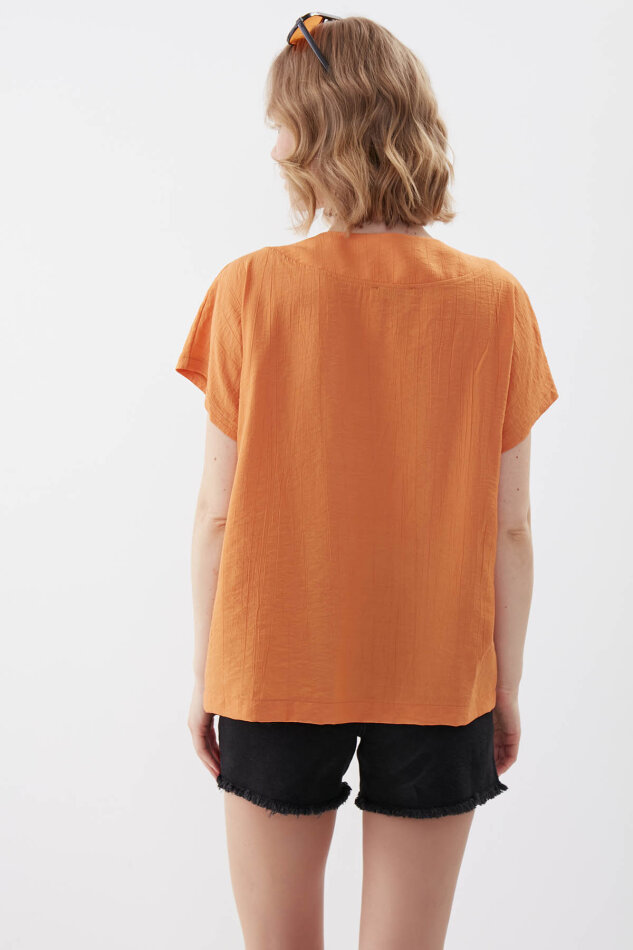 V Yaka Kısa Kol Bluz - 58