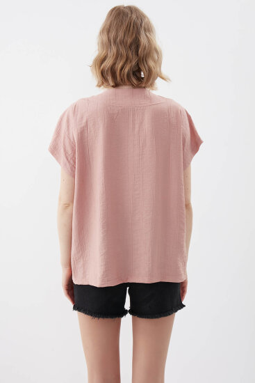 V Yaka Kısa Kol Bluz - 62