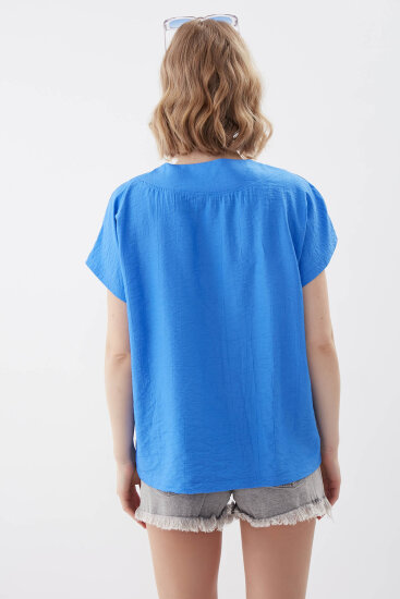 V Yaka Kısa Kol Bluz - 68