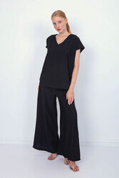 V Yaka Kısa Kol Bluz - 69