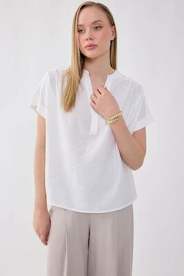 V Yaka Krinkıl Kumaş Bluz (1)