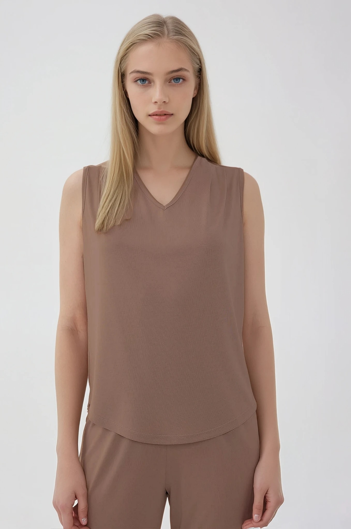 V Yaka Omuzu Pileli Bluz - Thumbnail