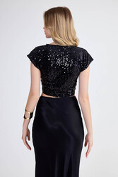 V Yaka Pullu Crop Bluz - 7