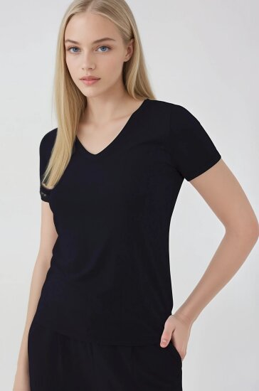 V Yaka Salaş Tişört - 19