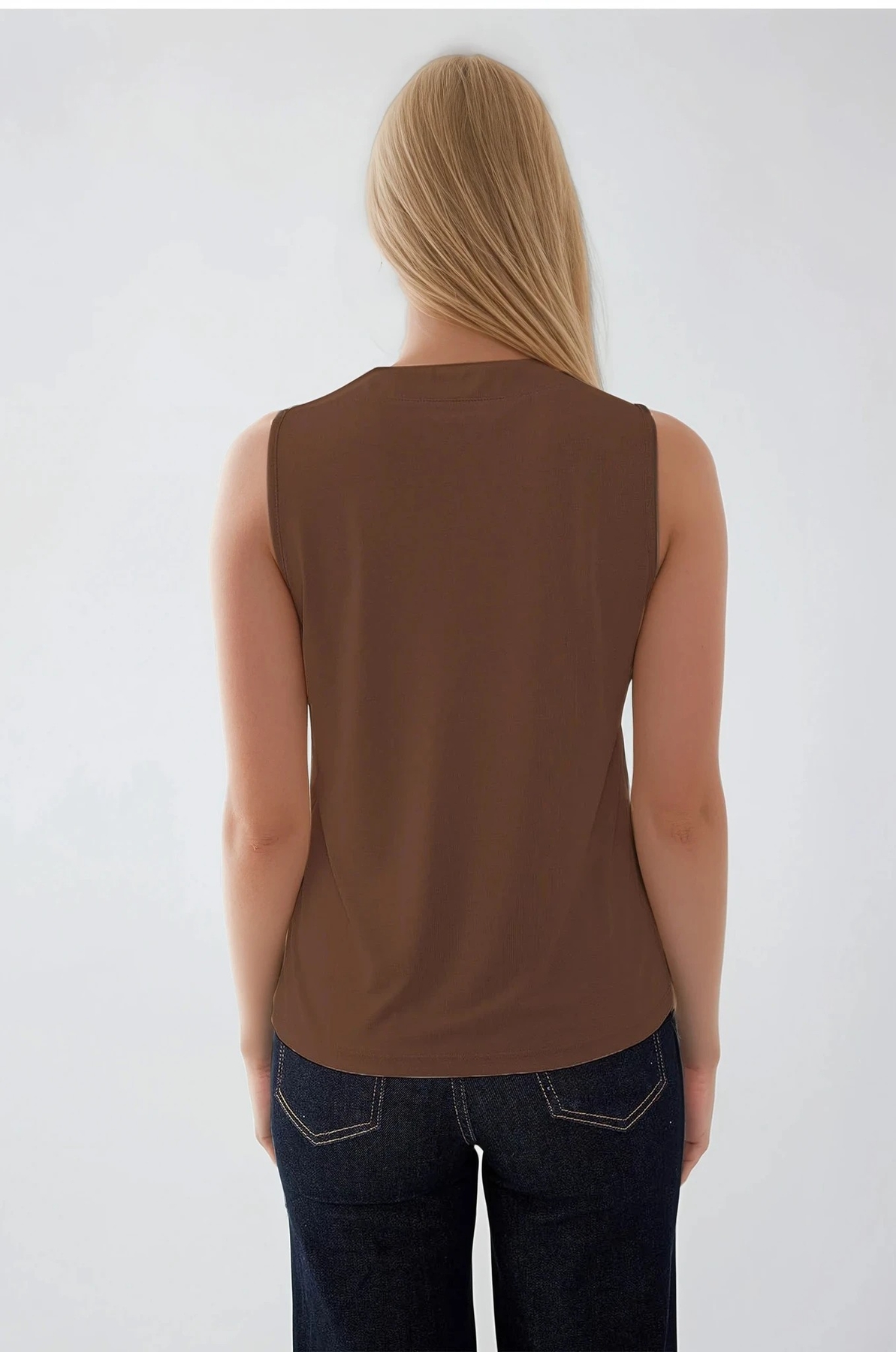 V Yaka Sıfır Kol Bluz - Thumbnail