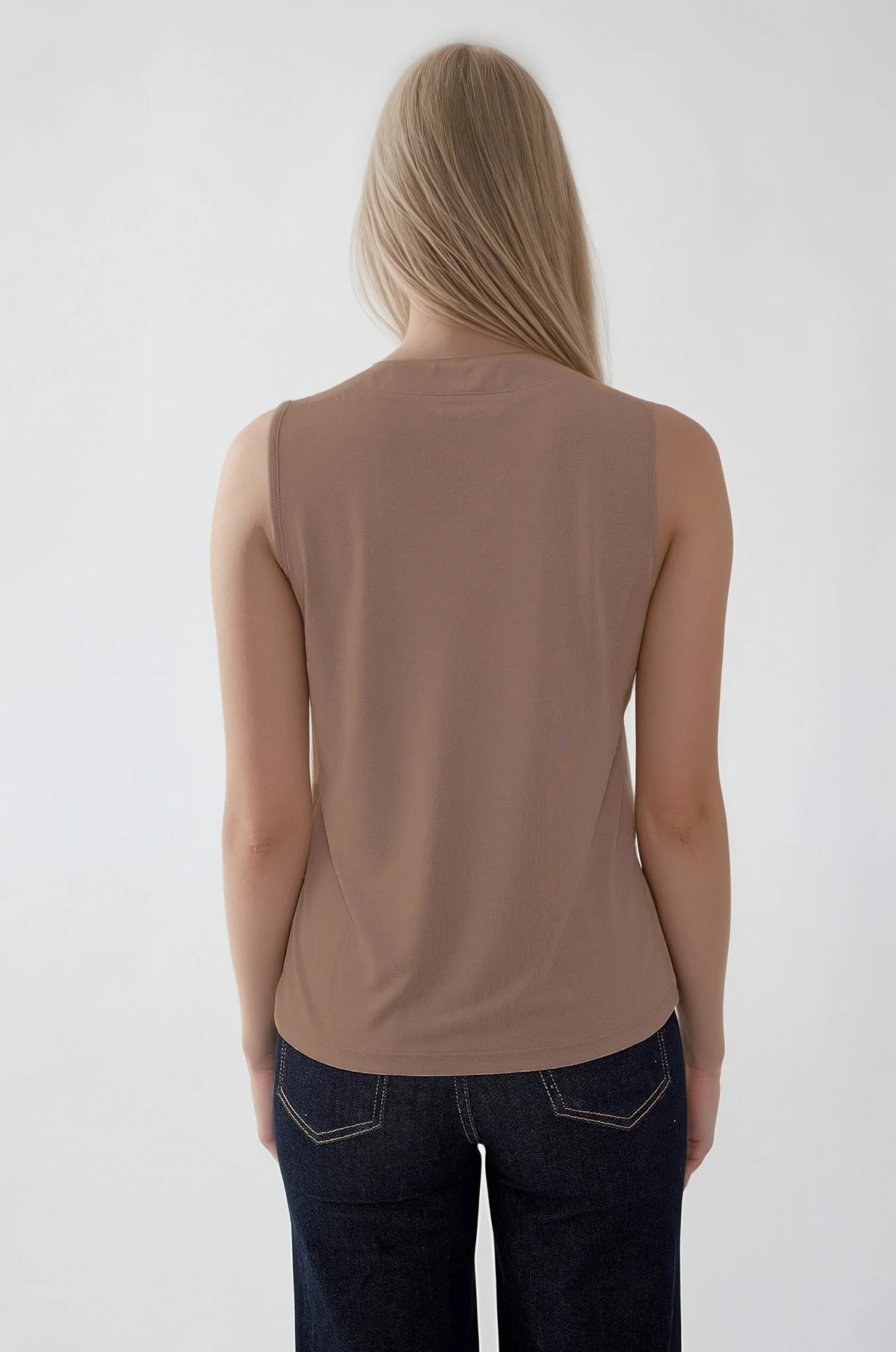 V Yaka Sıfır Kol Bluz - Thumbnail