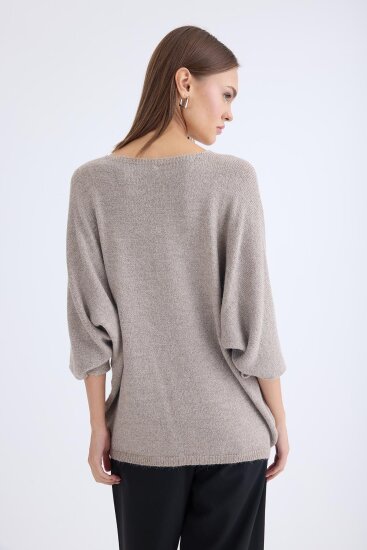 V Yaka Yarım Kol Simli Salaş Bluz - 10