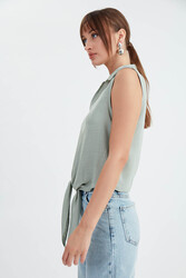 Viskon Keten Bağlamalı Gömlek - 2