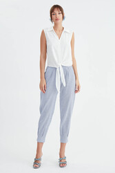 Viskon Keten Bağlamalı Gömlek - 7