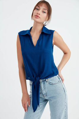 Viskon Keten Bağlamalı Gömlek - 13