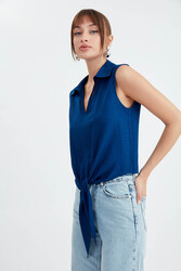 Viskon Keten Bağlamalı Gömlek - 16