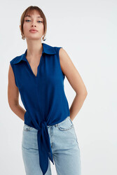 Viskon Keten Bağlamalı Gömlek - 14