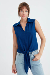 Viskon Keten Bağlamalı Gömlek - 11