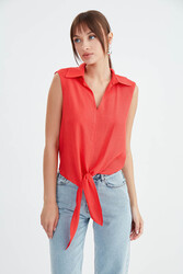 Viskon Keten Bağlamalı Gömlek - 18