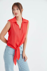 Viskon Keten Bağlamalı Gömlek - 19