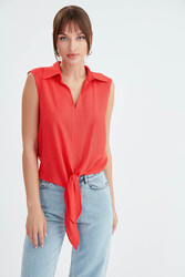 Viskon Keten Bağlamalı Gömlek - 20