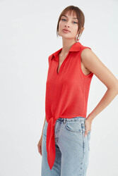 Viskon Keten Bağlamalı Gömlek - 22