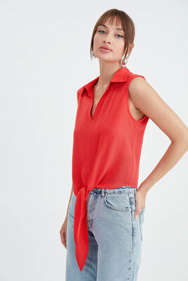 Viskon Keten Bağlamalı Gömlek - 22