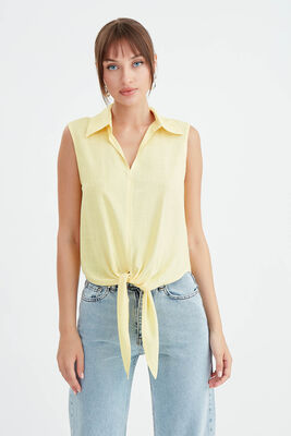 Viskon Keten Bağlamalı Gömlek - 23