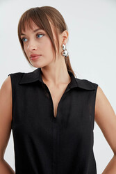 Viskon Keten Bağlamalı Gömlek - 33