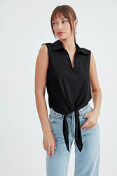 Viskon Keten Bağlamalı Gömlek - 32