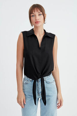 Viskon Keten Bağlamalı Gömlek - 28