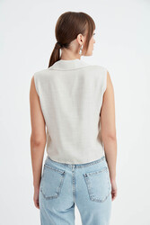 Viskon Keten Bağlamalı Gömlek - 37