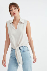 Viskon Keten Bağlamalı Gömlek - 39