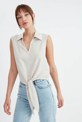 Viskon Keten Bağlamalı Gömlek - 39