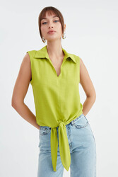 Viskon Keten Bağlamalı Gömlek - 47