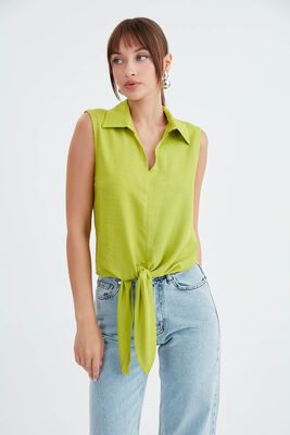 Viskon Keten Bağlamalı Gömlek - 49