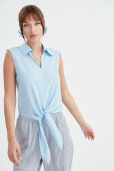 Viskon Keten Bağlamalı Gömlek - 53