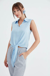 Viskon Keten Bağlamalı Gömlek - 54