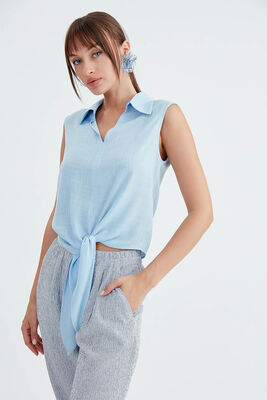 Viskon Keten Bağlamalı Gömlek - 54