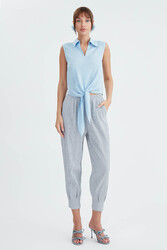 Viskon Keten Bağlamalı Gömlek - 52