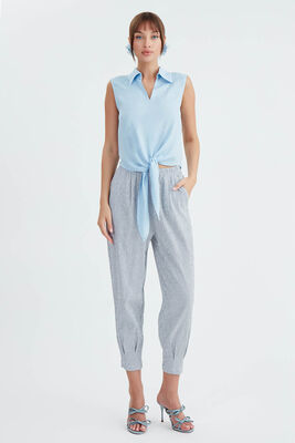 Viskon Keten Bağlamalı Gömlek - 52