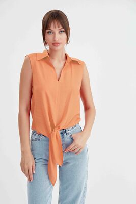 Viskon Keten Bağlamalı Gömlek - 58