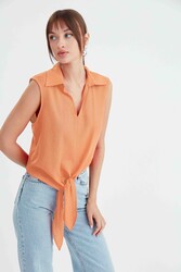 Viskon Keten Bağlamalı Gömlek - 57