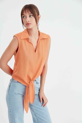 Viskon Keten Bağlamalı Gömlek - 57