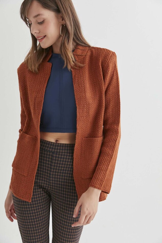 Yaka Cep Detaylı Triko Hırka - 23