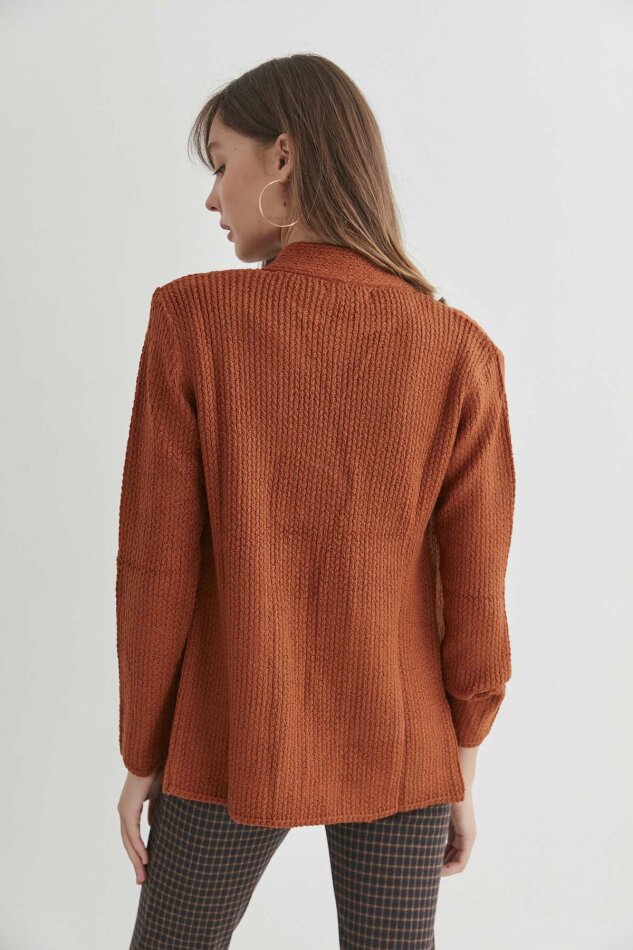 Yaka Cep Detaylı Triko Hırka - 26