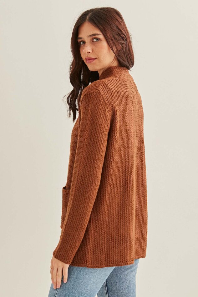 Yaka Cep Detaylı Triko Hırka - 16