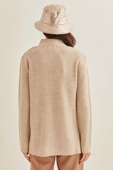 Yaka Cep Detaylı Triko Hırka - 10