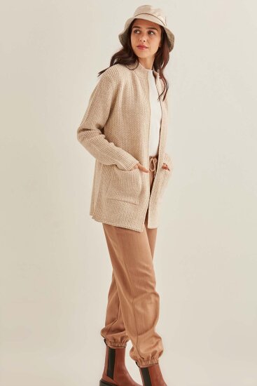 Yaka Cep Detaylı Triko Hırka - 9