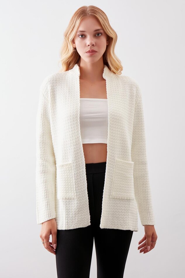 Yaka Cep Detaylı Triko Hırka - 33