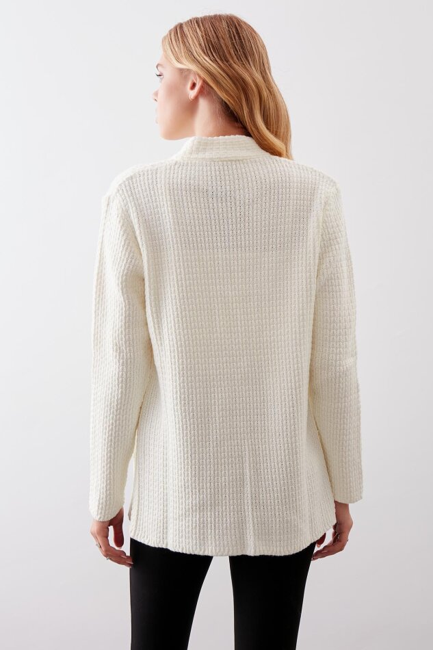 Yaka Cep Detaylı Triko Hırka - 34